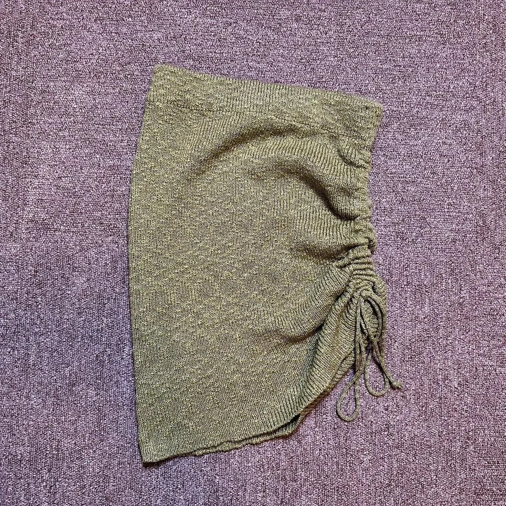 Animari Green Knit Scrunch Tie Mini Skirt in Women's Medium